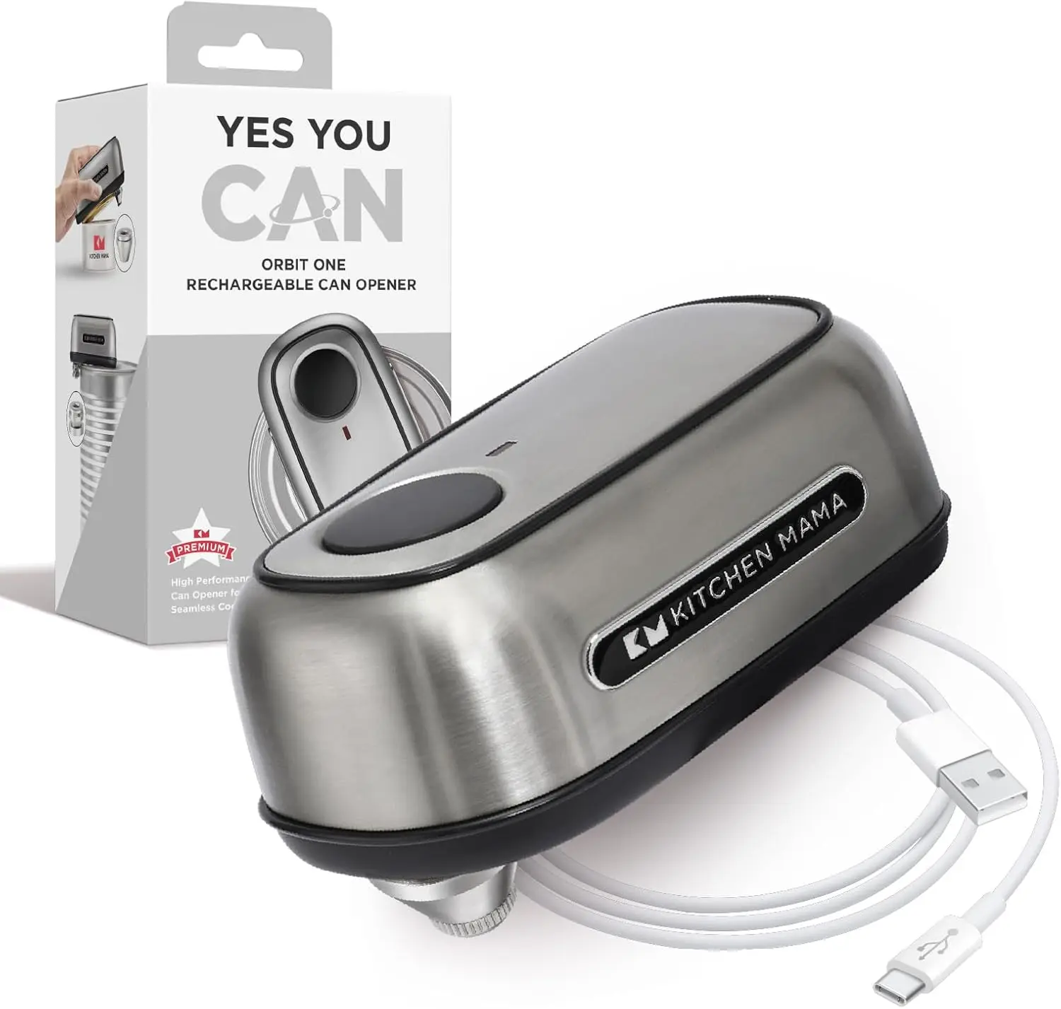 

Rechargeable Electric Can Opener: Hands-Free, USB-C, Auto Stop, Smooth Edge, for Large Cans, Heavy Duty