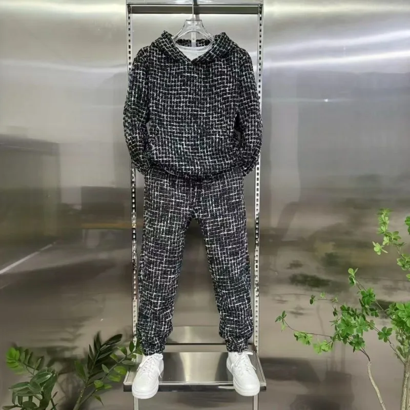 

Trendy New Men's Casual Suit Hooded Woven Autumn Winter Plus Velvet and Thickening