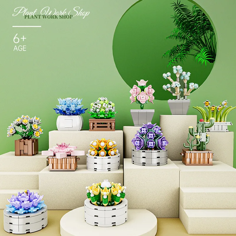

Сочные строительные блоки в горшках, головоломка из мелких частиц, фиолетовая нефритовая бабочка, модель цветка бегонии, игрушка, украшение для девочки, праздничный подарок