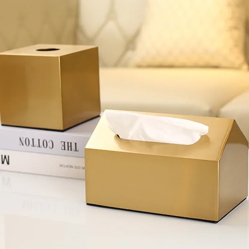 Gilded Metal Tissue Box Home Decor Golden Napkins Organizer Toilet Paper Holder Decorative Tissue Boxes Desktop Home Storage