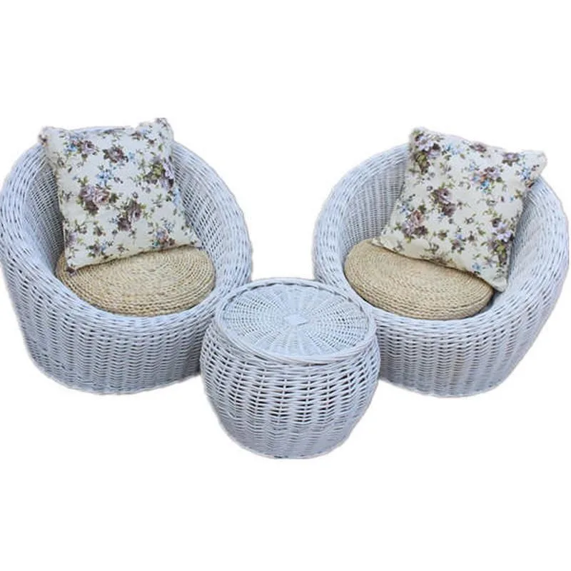 Residential furniture rattan single sofa, willow creative rattan chair rattan furniture balcony leisure chair coffee table