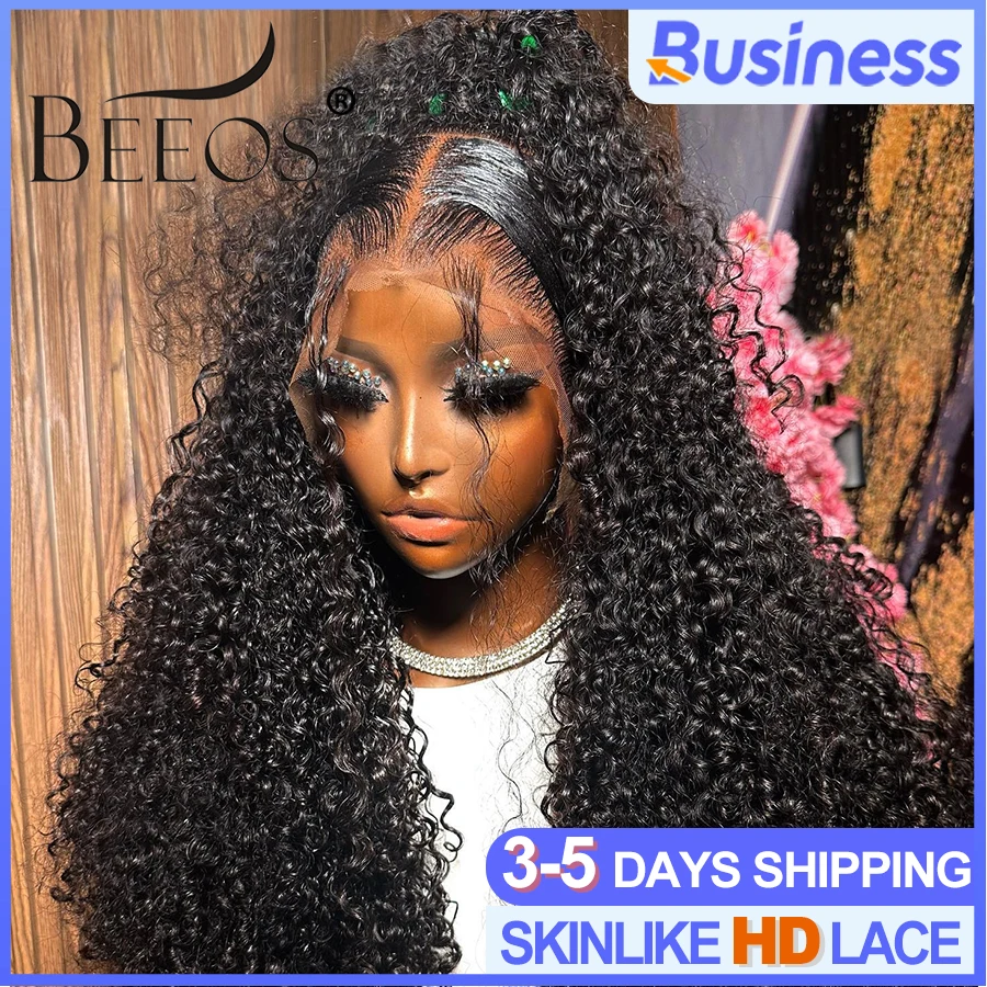 

BEEOS Jerry Curly Glueless 250% Skinlike 13x6 HD Lace Front Human Hair Wigs Preplucked 5x5 HD Transparent Lace Wigs For Women