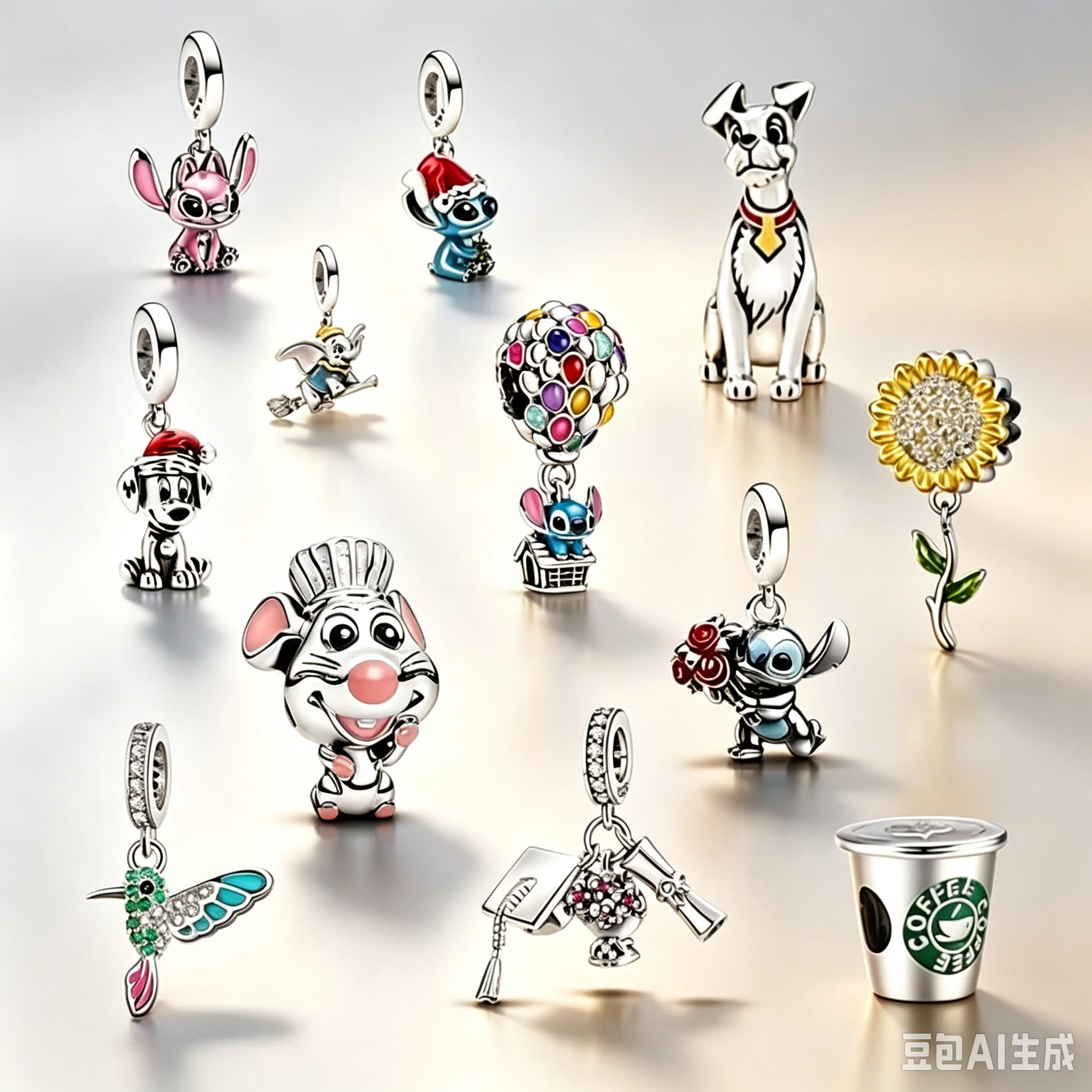 Dijes de Plata de Ley 925 de Mickey y Stitch, Árbol de Navidad, Papá Noel, para Pulseras Originales de Mujer, DIY Navidad