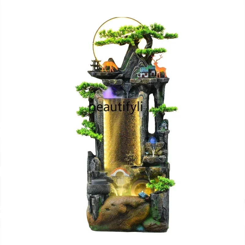 CC Flowing water ornament floor feng shui wheel circulating water to attract customers fountain landscape entrance water wheel