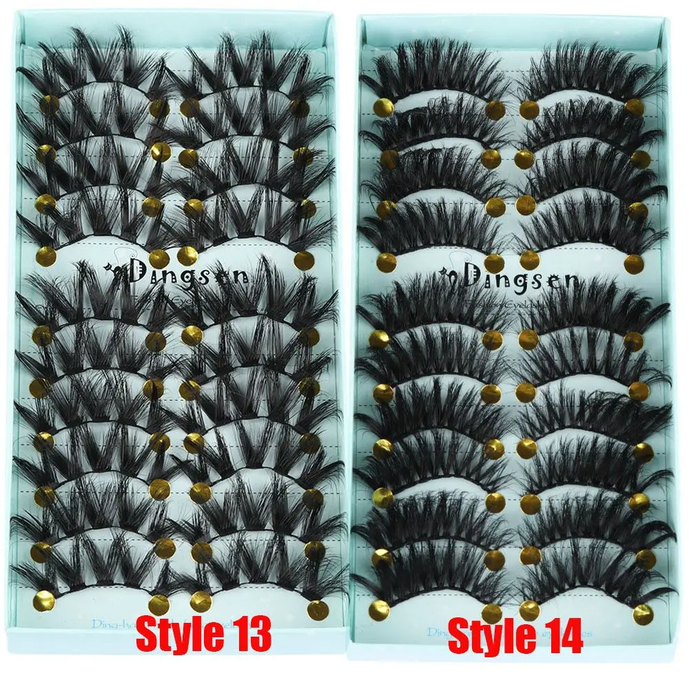 SKONHED-Extensión de pestañas postizas 3D para mujer, 10 pares, hecha a mano, esponjosa, entrecruzada, extensión de pestañas largas, pelo de visón falso