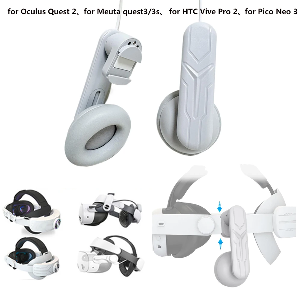 

For Meta Quest 3 Headset Clip-on Headphones Comfortable Sound Enhancer White For Quest 2 VR Headsets Game Earphones Accessories