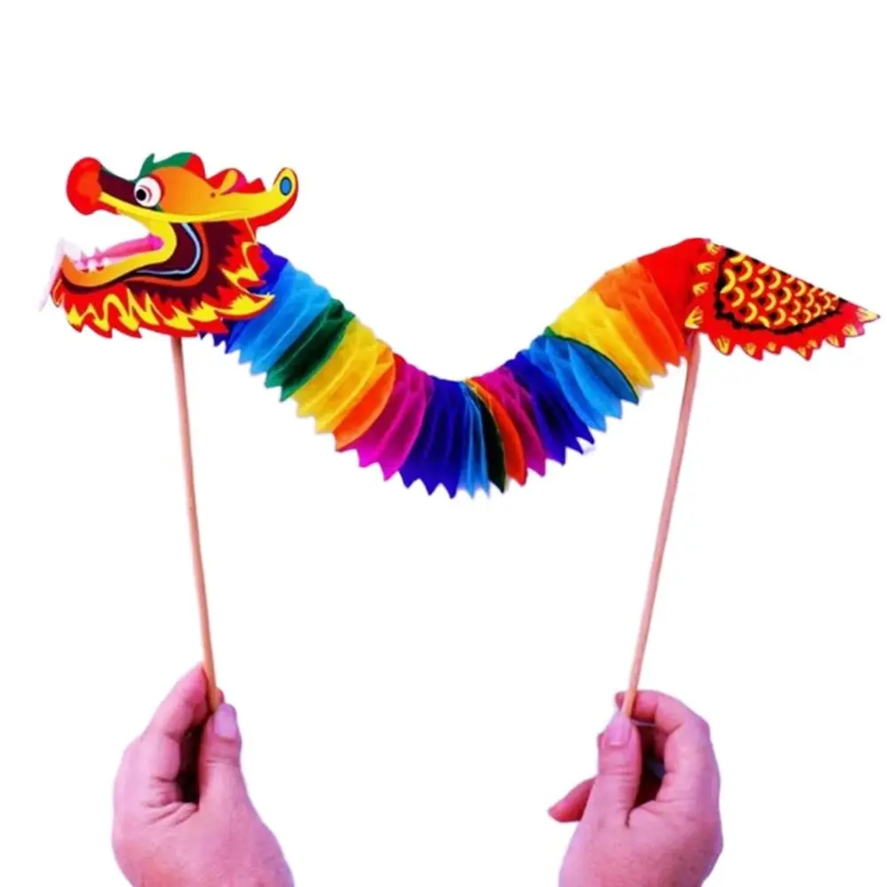 New DIY Dragon Craft Chinese New Year Kids Toys Chinese Dragon Dance 3D Paper DIY Dragon Decor