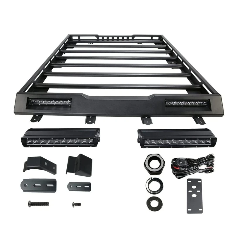 

TELLIKA Aluminum Alloy With LED Work Light Basket Metal Carrier Box Roof Luggage Rack Fit for Suzuki Jimny JB64/74