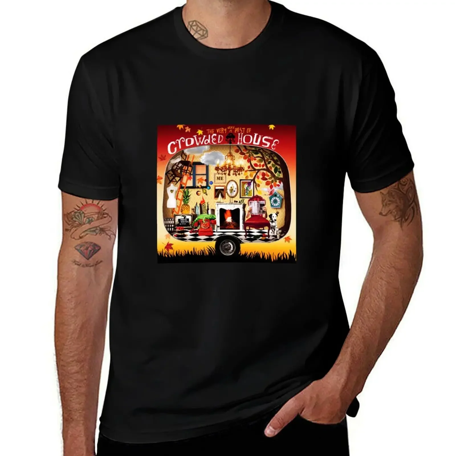 

Best Crowded House rock band T-Shirt Anime t-shirt cute tops sports fans sublime Men's cotton t-shirt