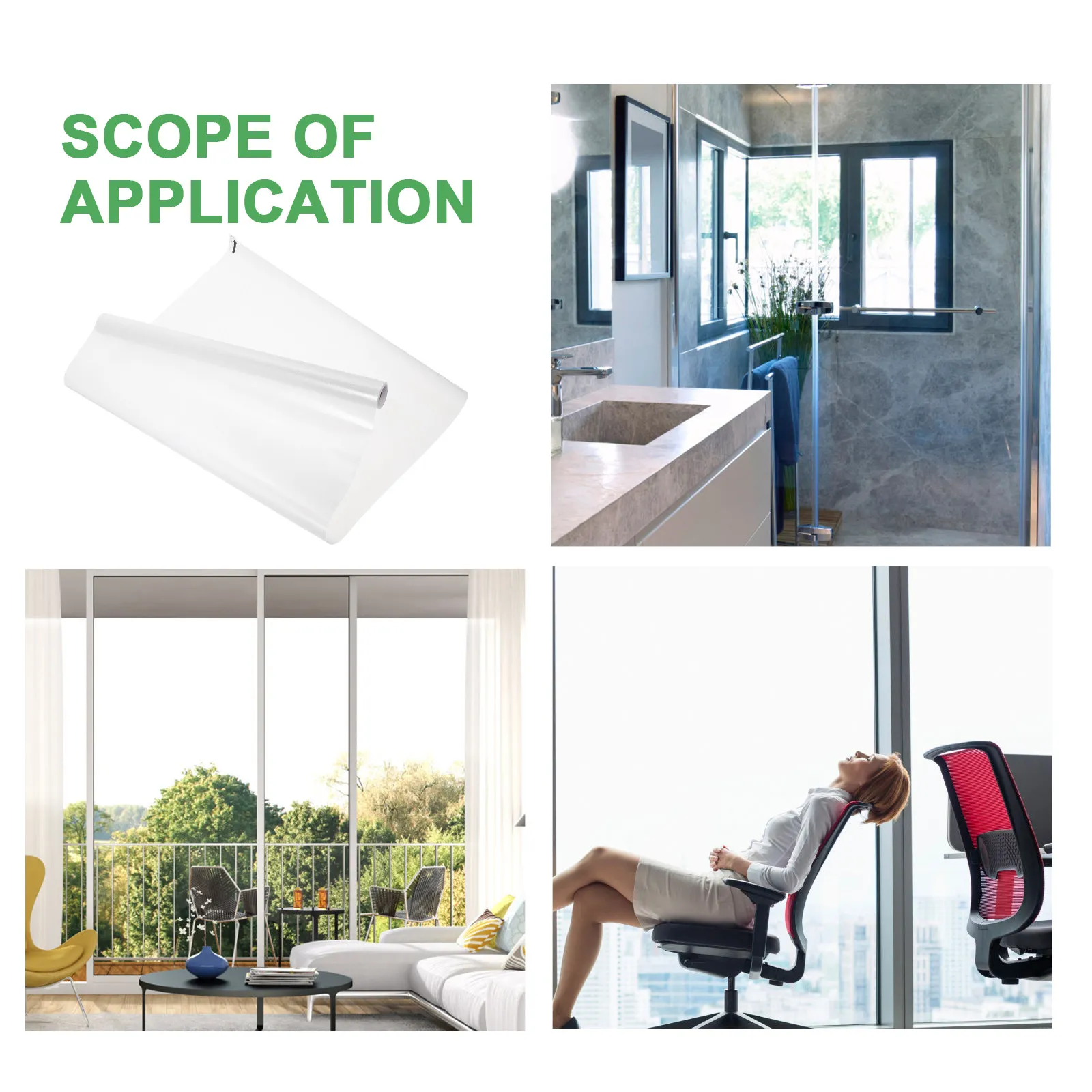 2Roll Frosted Privacy Glass Window Film Decorative Static Cling Removable Anti-Uv Anti-Glare Bathroom Home Office 17.72x78.74