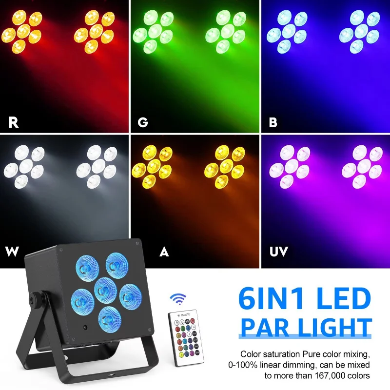Control remoto6PieceLEDSix-en-un Batería inalámbrica Par Light BarKTVPerformance Luz de boda Luz Par recargable