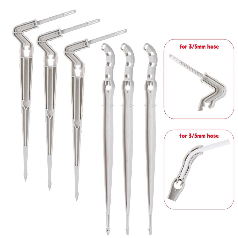 Grey Elbow Emitter for 3/5mm Hose Garden Bonsai Potted Plants Drip Irrigation Spike Deep Grooves Precise Watering Tool 50/100Pcs