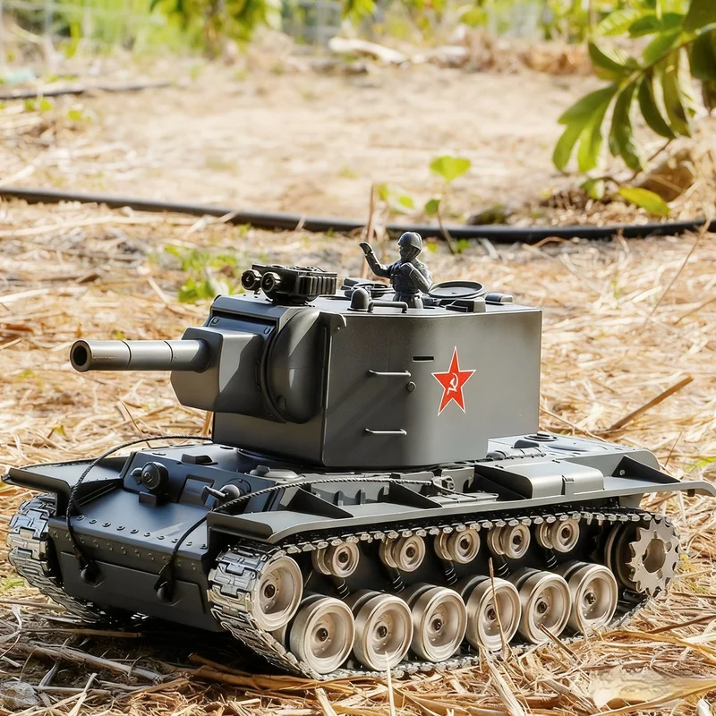 Nowy radziecki czołg KV-2 zdalnie sterowany, model kolekcjonerski ze stopu w skali 1:18, zabawka gąsienicowa dla chłopców, prezent urodzinowy, motyw z czasów II wojny światowej.