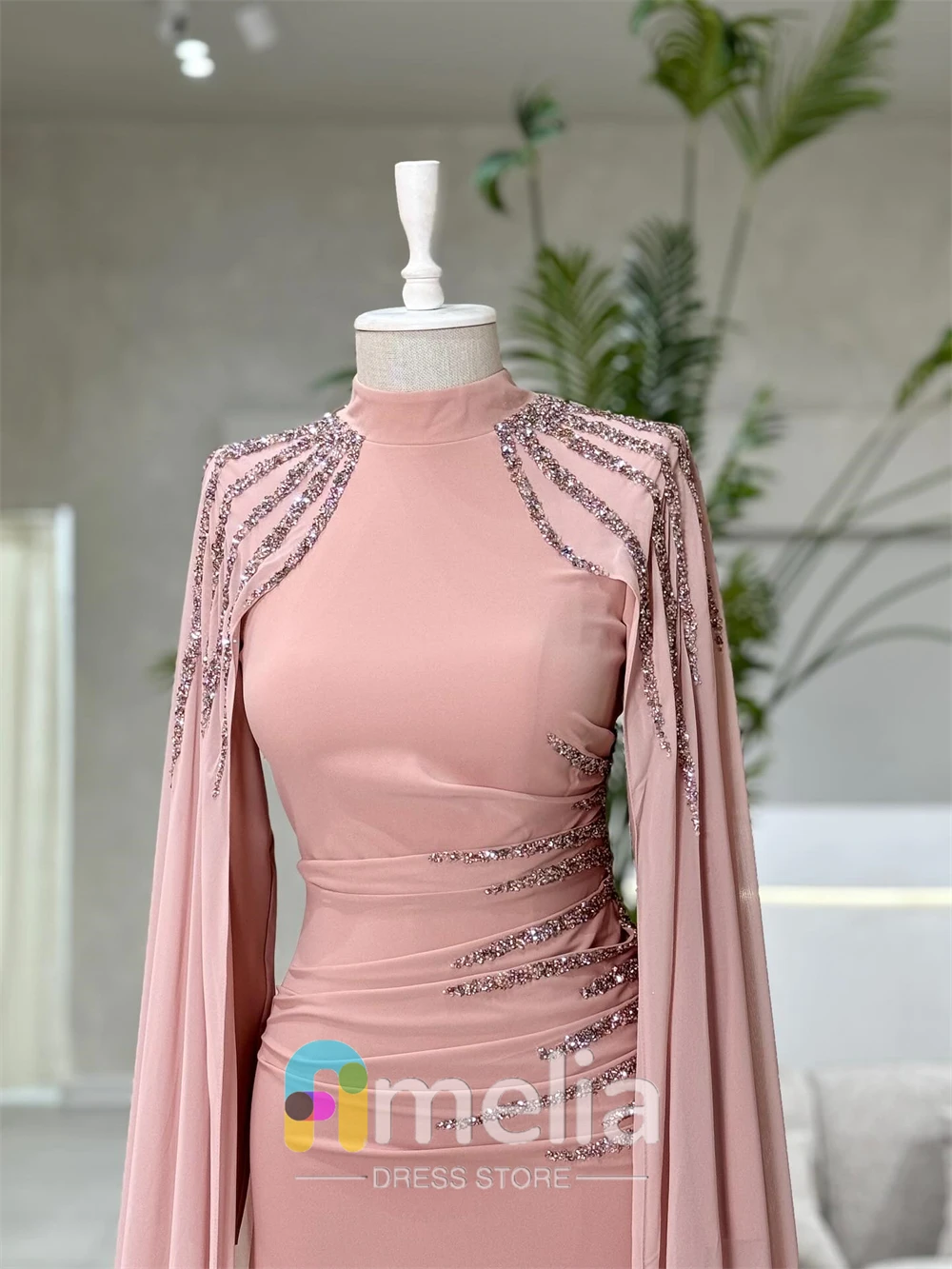 Amelia – robe de soirée en crêpe, col rond, pour Occasions spéciales, robes formelles élégantes pour femmes, dubaï, 2024