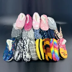 Home Fuzzy Slipper Women Winter Fluffy Fur Contton Warm Plush Striped Dot Non Slip Grip Indoor Lazy Female House Floor Shoe Room