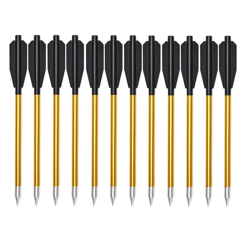 12pcs 6.3Inch Golden Aluminum Archery For 50Lbs-80 Lbs Crossbow Pistol Crossbow Arrow