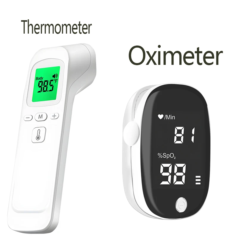Termômetro infravermelho digital, termômetro médico sem contato para testa e ouvido, termômetro LCD para febre corporal, medição de temperatura para bebês/adultos e oxímetro