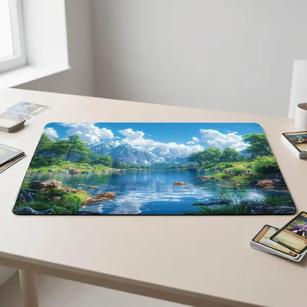 Geometric Polygon Gradient Mouse Pad, Large Extended Desk Mat, Abstract Low Poly Art Pattern, Non-Slip Rubber Keyboard Mat