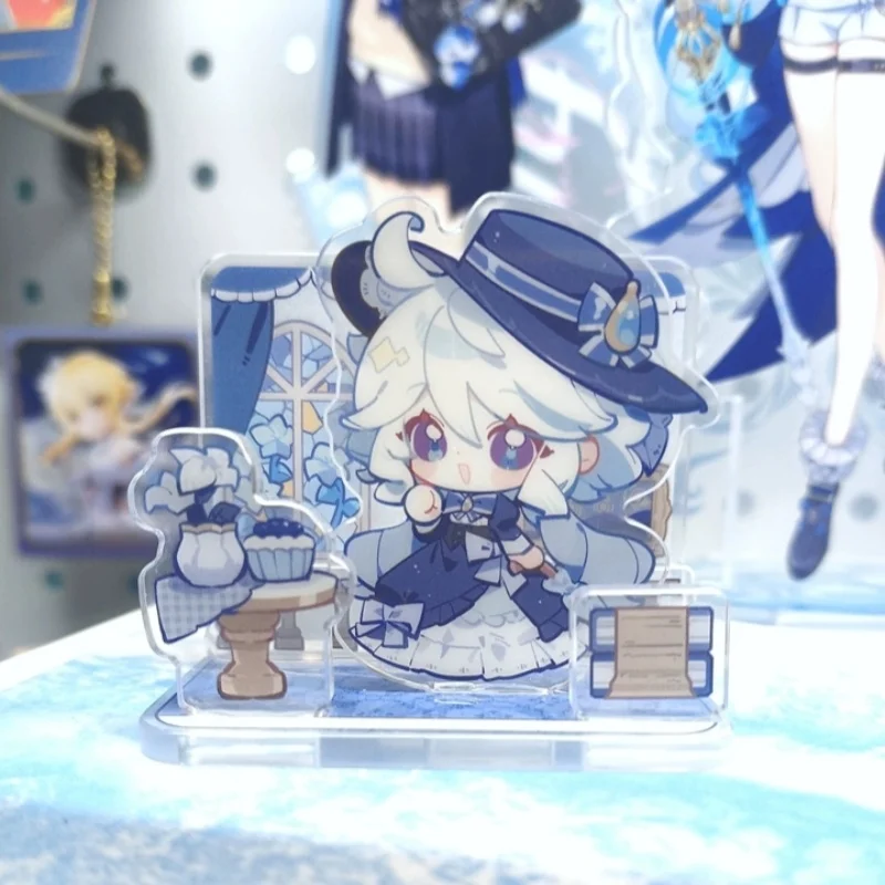 Fan‑Made Genshin Impact Dessert Banquet Series Button Badge Mini Acrylic Stand Furina Colombina Sandrone Collectible ToyGift