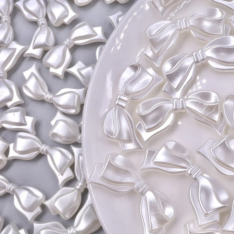 10Pcs White Bowknot Bow Acrylic Beads Loose Spacer Charm Beads For Jewelry Making Finding Set DIY Bracelets Necklace Accessories