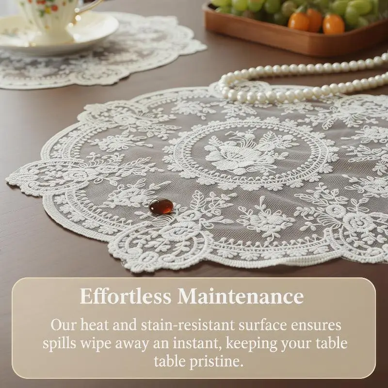 Europe Style Table Mat Beautiful Pattern Romantic Exquisite Embroidery Lace Coffee Cups Mat Vase Table Lamp Pad