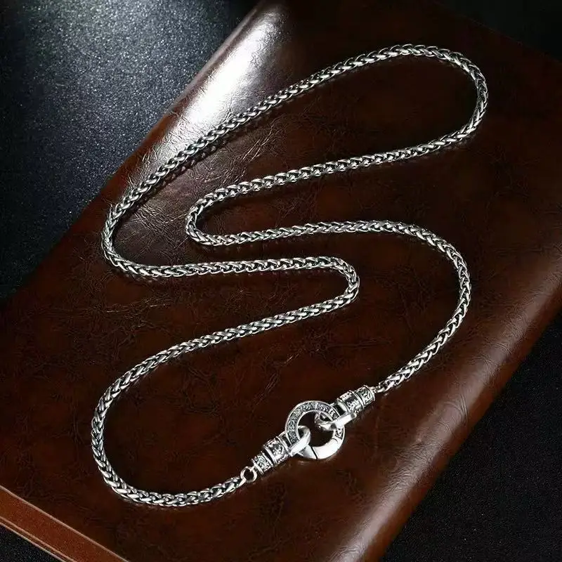 Trendige 925 Sterling Silber Halskette mit Anhänger im Vintage-Stil für Damen und Herren, Hochzeit, Verlobung, Modeschmuck, Klassisches Geschenk für Partys