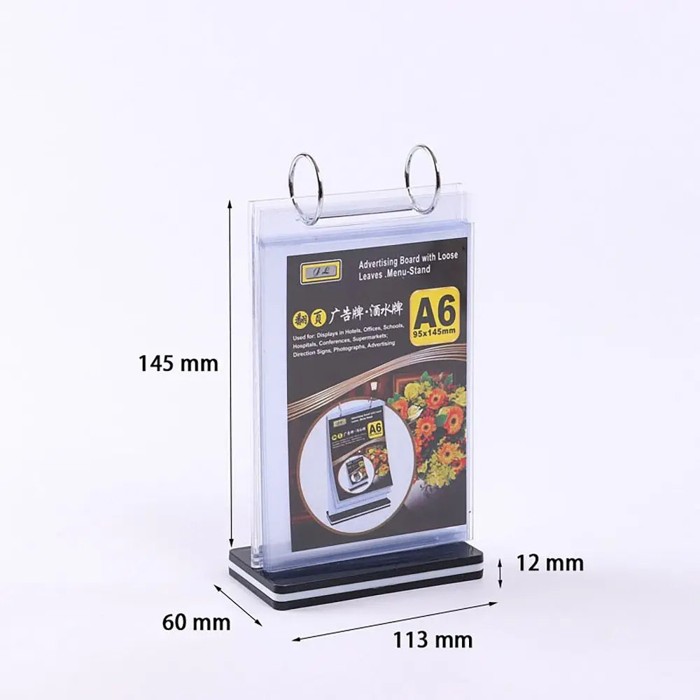 Durable A4 A5 A6 Table Menu Stand Waterproof Pageable Pocket Display Landscape Portrait Flip Menu Stand Canteen