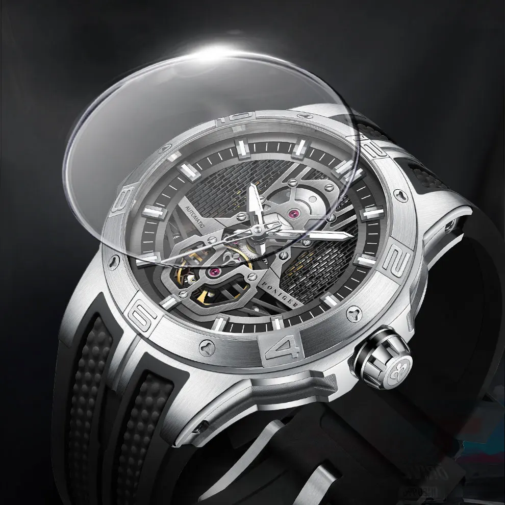 PONIGER Top Brand Automatic Mechanical Men's Watch Casual Fashion Sports Watch Sapphire Glass Stainless Steel Waterproof Clock