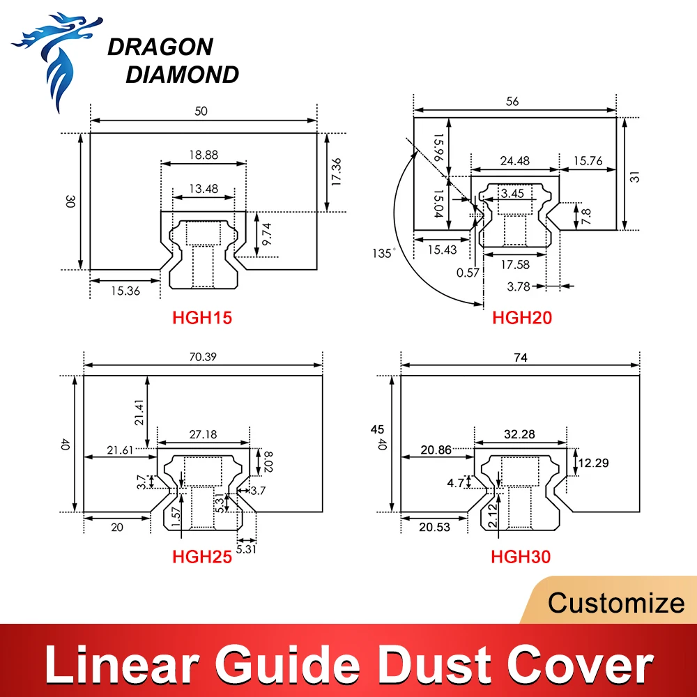 Imagem -06 - Guias Lineares Cnc Poeira Proof Guias Personalizar Capa Guia de Órgão para Hgh15 Hgh20 Hgh25 Hgh30