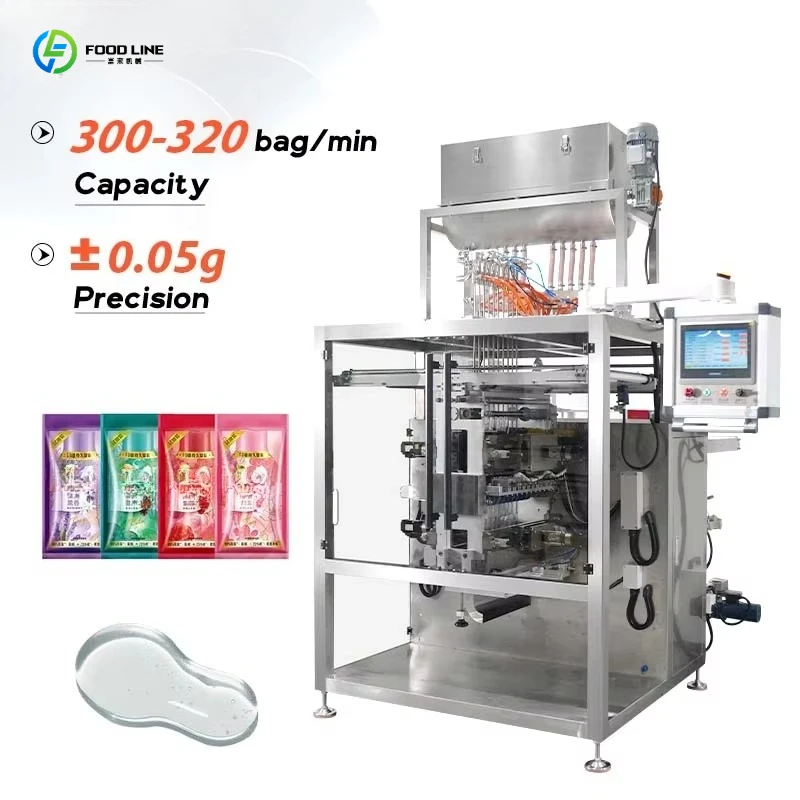 Automatic Multi Lane 4 Side Sealing Hotel Disposable Sachet Detergent Laundry Liquid Packing Machine