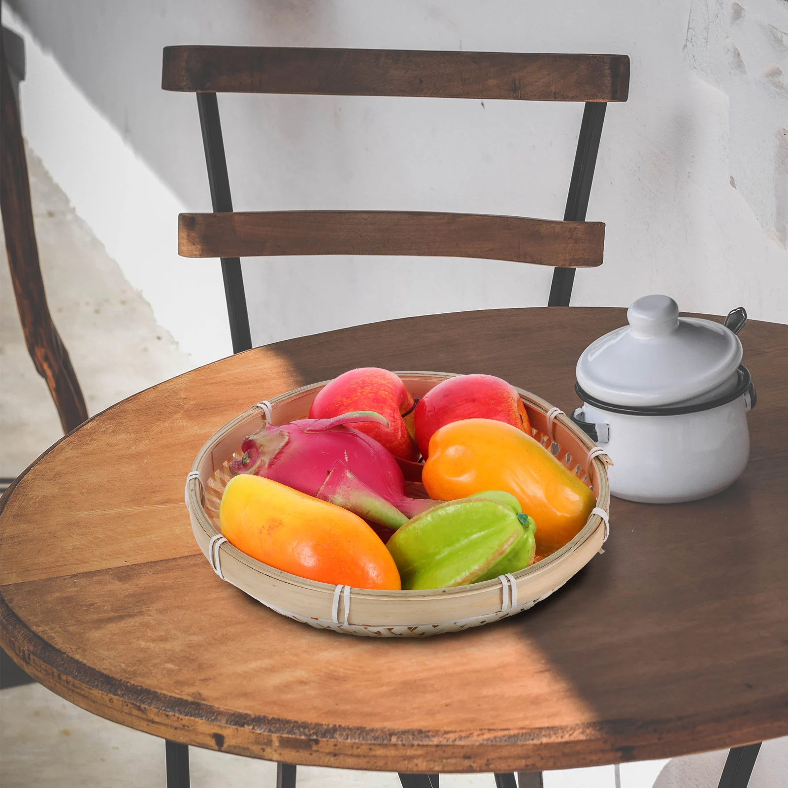 

2Pcs Bamboo Storage Baskets H woven Trays for Fruits Vegetables Bread Home ganization Stackable Woven Basket Keeper