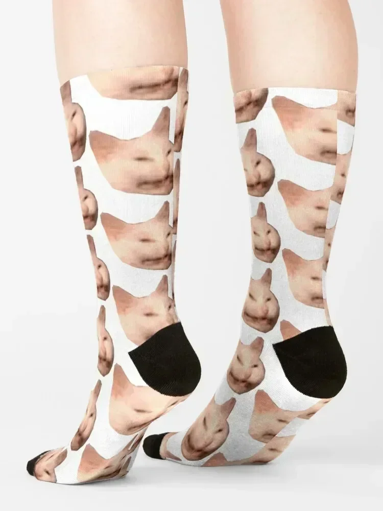 Smiling Smirking Cat Meme - Big Print Socks Wholesale Soccer aesthetic with print Luxury Woman Socks Men's