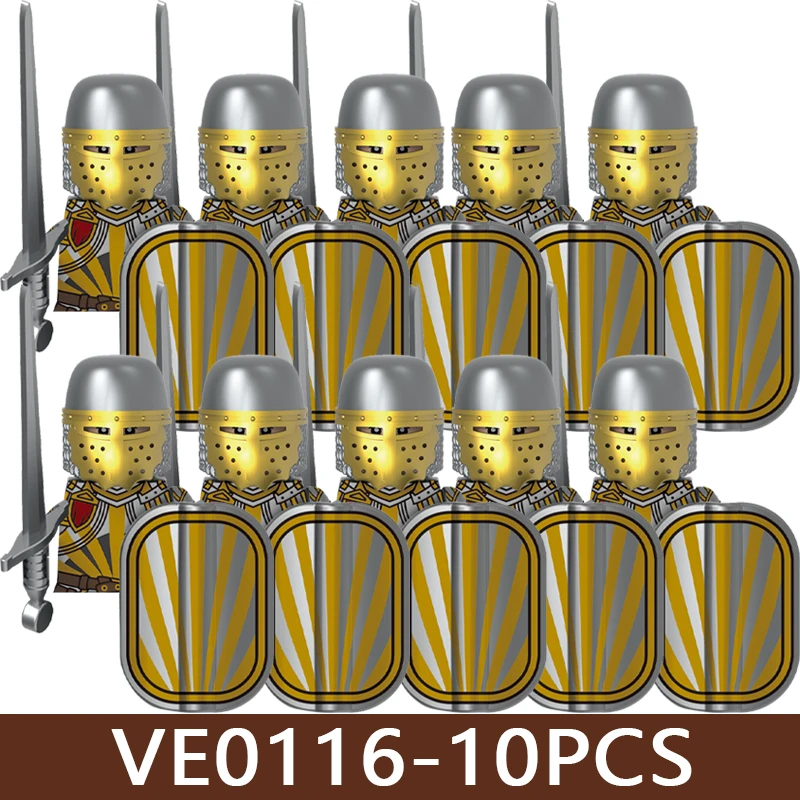Mittelalterliche Militär-Soldatenfiguren Armee-Bausteine Burg-Ritter Kreuzfahrer Kommandant Krieger Rüstung Zubehör Bausteine Spielzeug