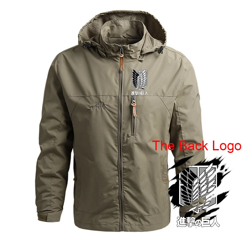 2025 Japanese Anime Outdoor Waterproof Jacket Spring And Autumn Man's Sports Hoodies Attack on Titan Logo Print Sweatshirt Coat
