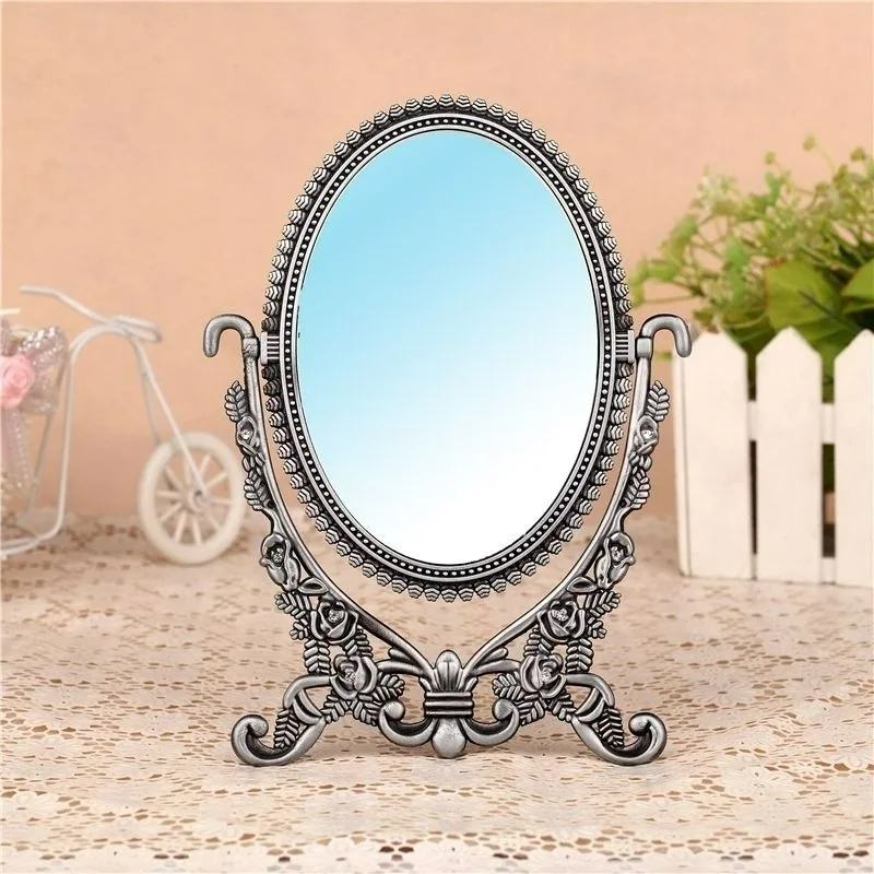 

Desktop Metal Mirror Household European Court Style Retro Double-sided Decorative Mirrors Portable Makeup Mirror Espelho
