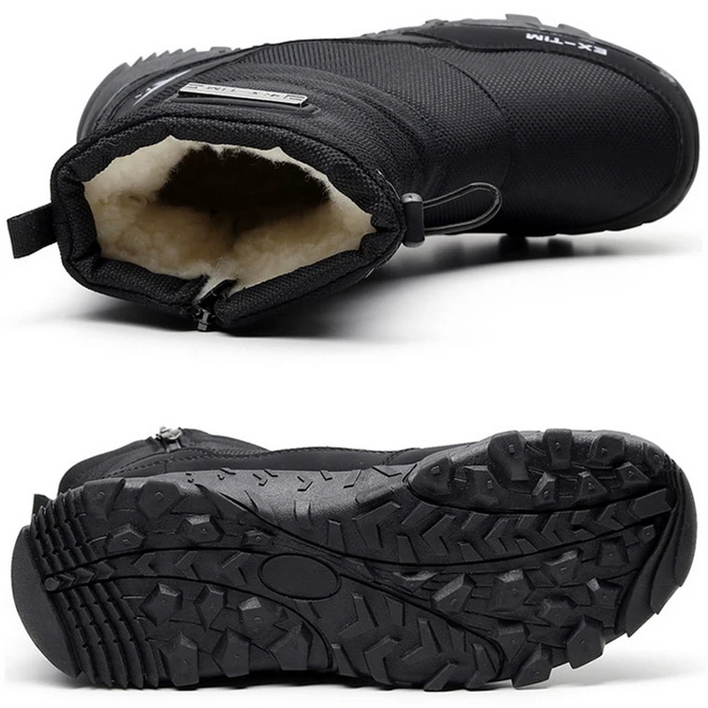 الشتاء الدافئ أفخم الثلوج أحذية الرجال النساء في الهواء الطلق الشتاء الأحذية أحذية قطنية مقاومة للماء ارتداء مقاومة ومكافحة زلة حذاء من الجلد #2
