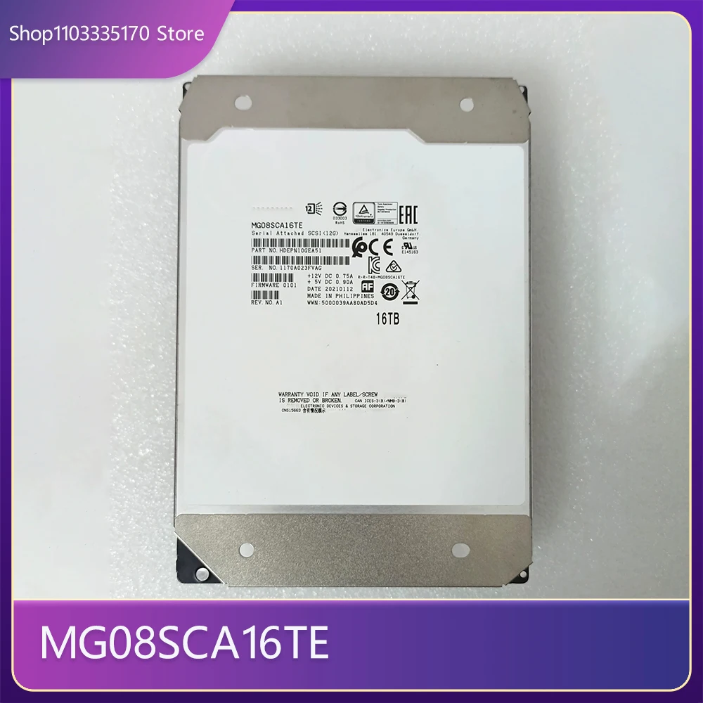 For Toshiba MG08SCA16TE 16T 3.5 Inch 7.2K 512M 12Gb SAS Server Hard Disk