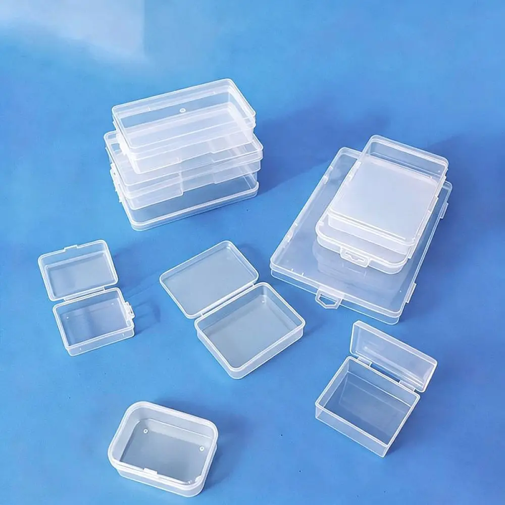 Clear Rectangular Plastic Storage Box Organizer Container For Small Parts Jewelry Beads Crafts Stationery Desktop Tidy Case