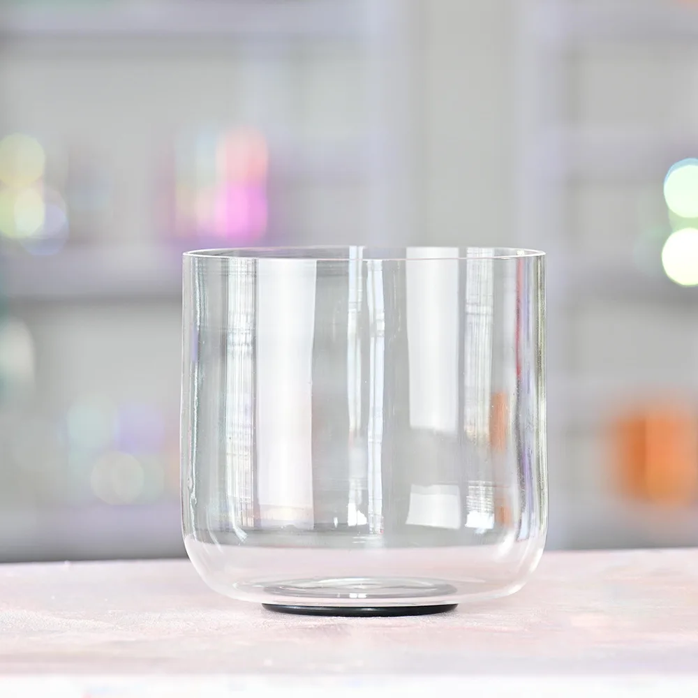 Transparent Colorless Crystal Singing Bowl Set Crystal Sound Bell Alchemy Sound Bowl for Meditation Sound Therapy Healing Music