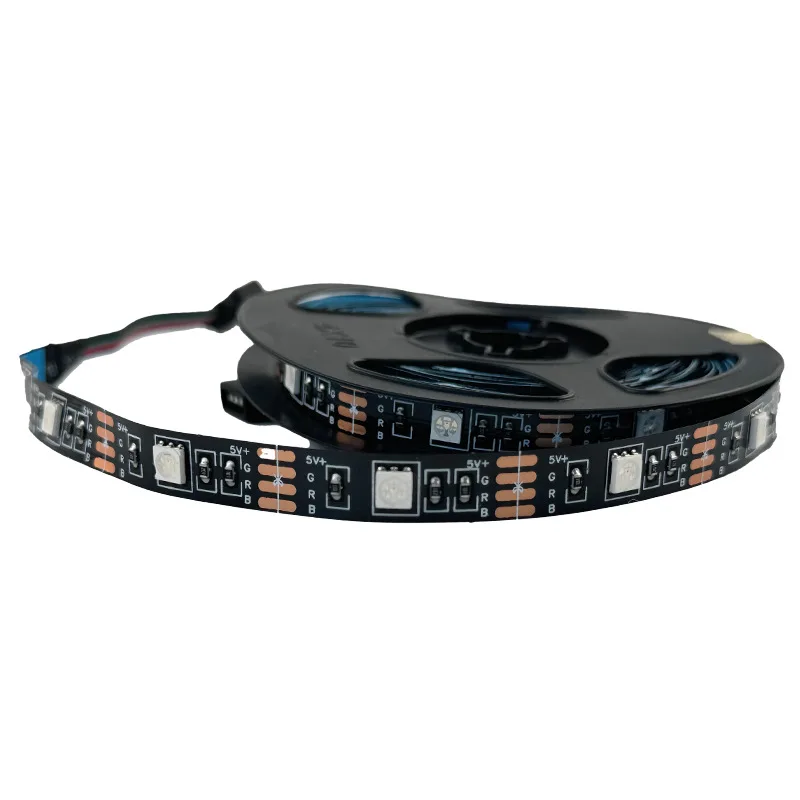 DC 5V 5050 RGB LED Strip Light Flexible LED  Tape 5m 30 60 Leds/m With 4pin Plug TV Backlight White/ Black PCB