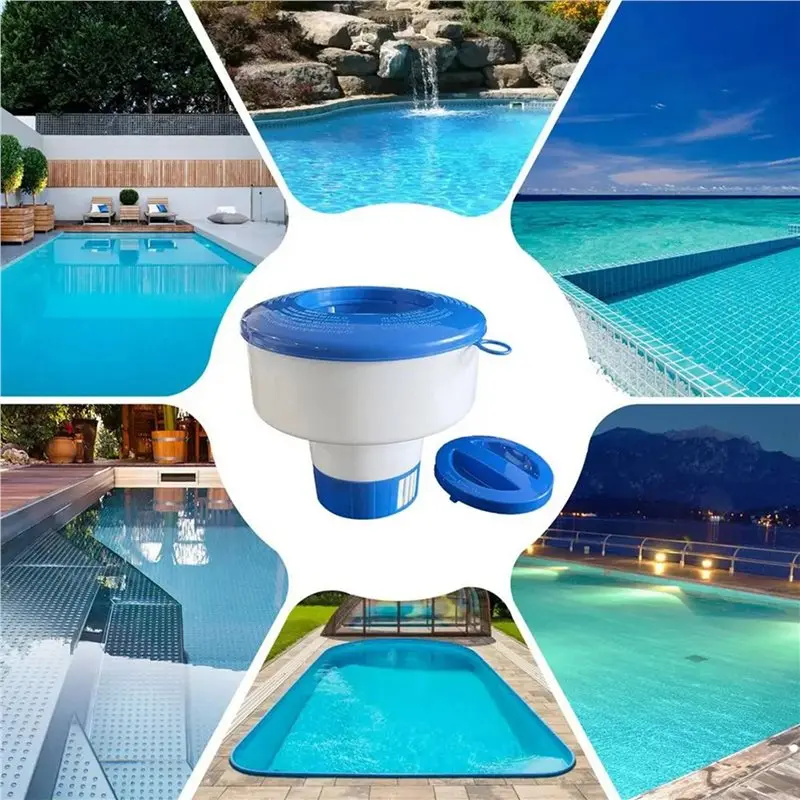 HOES-5X Pool Pill Dispenser 7 Inch Pool Tablet Floater Folding Holder With Pull Ring For Spa Hot Tub In-Ground Pools Personal