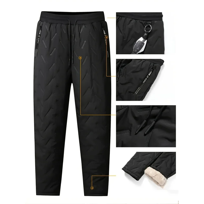 Baggy Pants Men Men's Warm Fleece Lining Winter Trousers Heavy Insulated Outdoor Hiking Camping Funny Clothes Training Man Gym