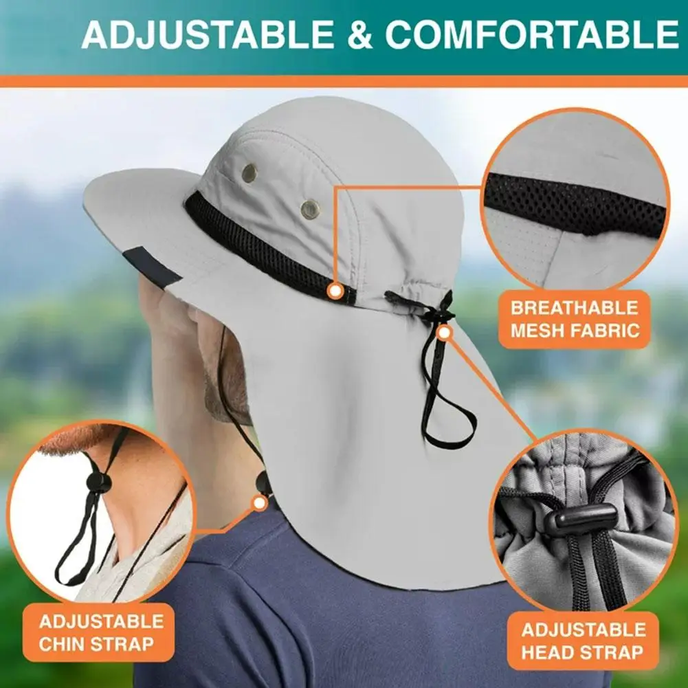 Cooling Cap Elastic Sun Shade Hat Neck Wide Brim Hard Hat UV Protection Neck Protector To Cover Neck For Fishing Riding