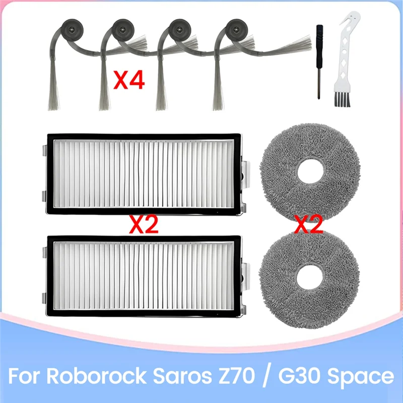 Акция! 10 шт. запасные части для Roborock Saros Z70/G30, детали для космического робота-пылесоса, боковые щетки, фильтры HEPA, швабра Pa