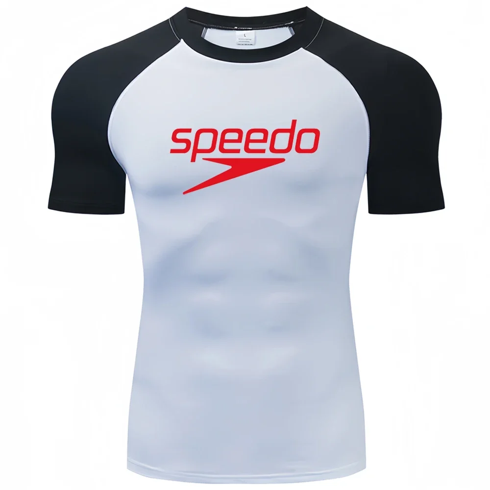 Männer Rash Guard Surfen Tauchen T-shirt Bademode Engen kurzarm T Shirt Schwimmen Floatsuit Top UV Schwimmen RashGuard Verhindern Quallen