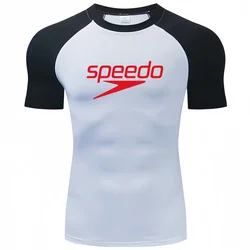 Uomini Rash Guard surf Diving Tee costumi da bagno stretto manica corta T Shirt Swim Floatsuit Top UV nuoto RashGuard prevenire meduse