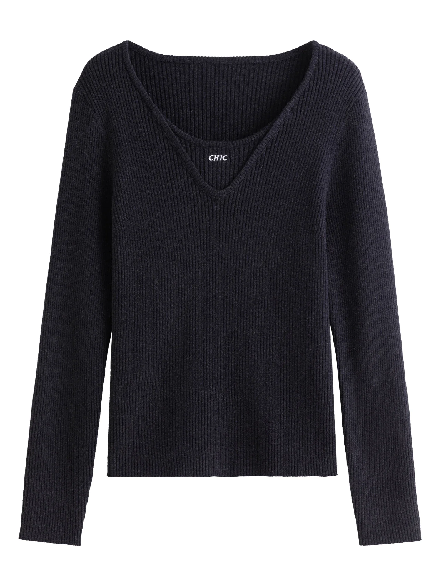 DUSHU Autumn Long-sleeved V-neck Solid Color Women\'s Knitted Sweater 2024 Autumn New All-match Casual Knitted Top 24DS83008