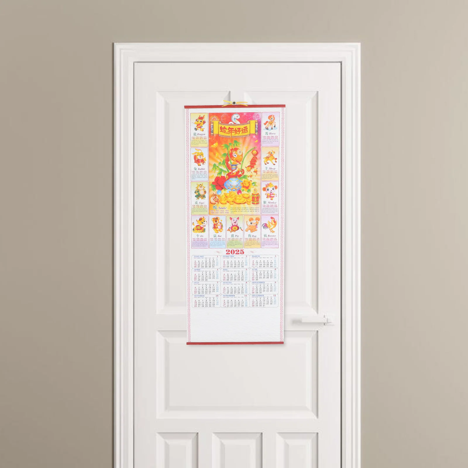 Lunar Calendar Hanging 2025 Lunar Year Calendar Chinese Scroll Calendar Chinese Wall Ornament 2025 The Year Of Snake Calendar