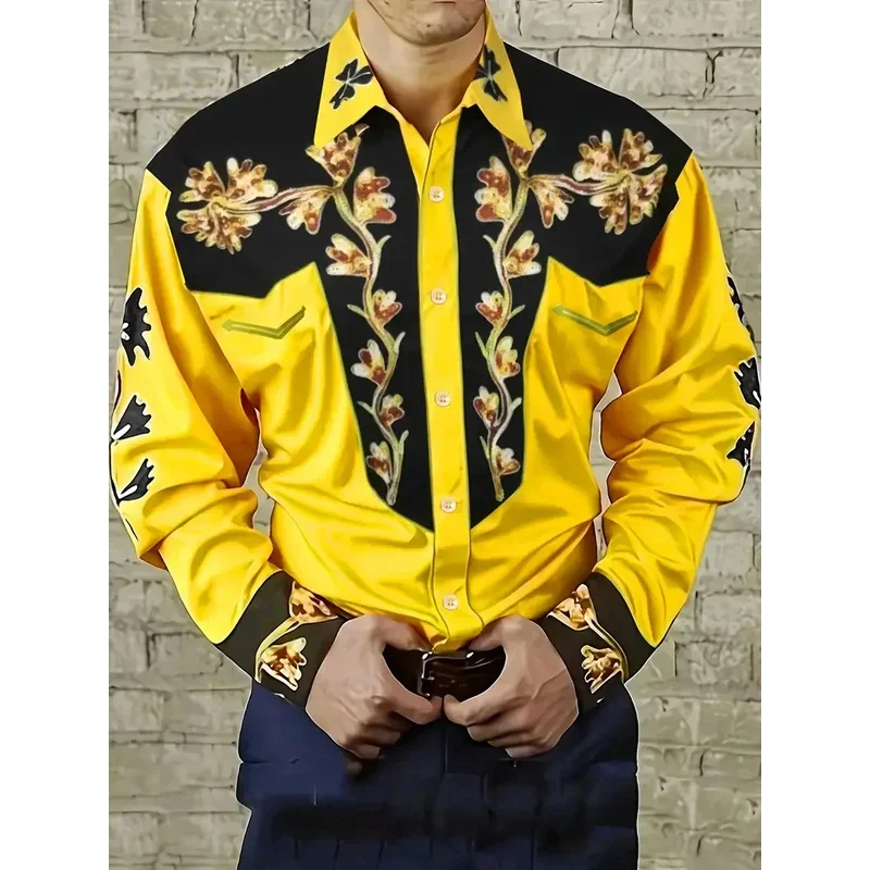 Men's 3D Printed Pattern Shirt Long Sleeve Shirt Collar Clothing Casual Comfort Street Outdoor Fashion Design