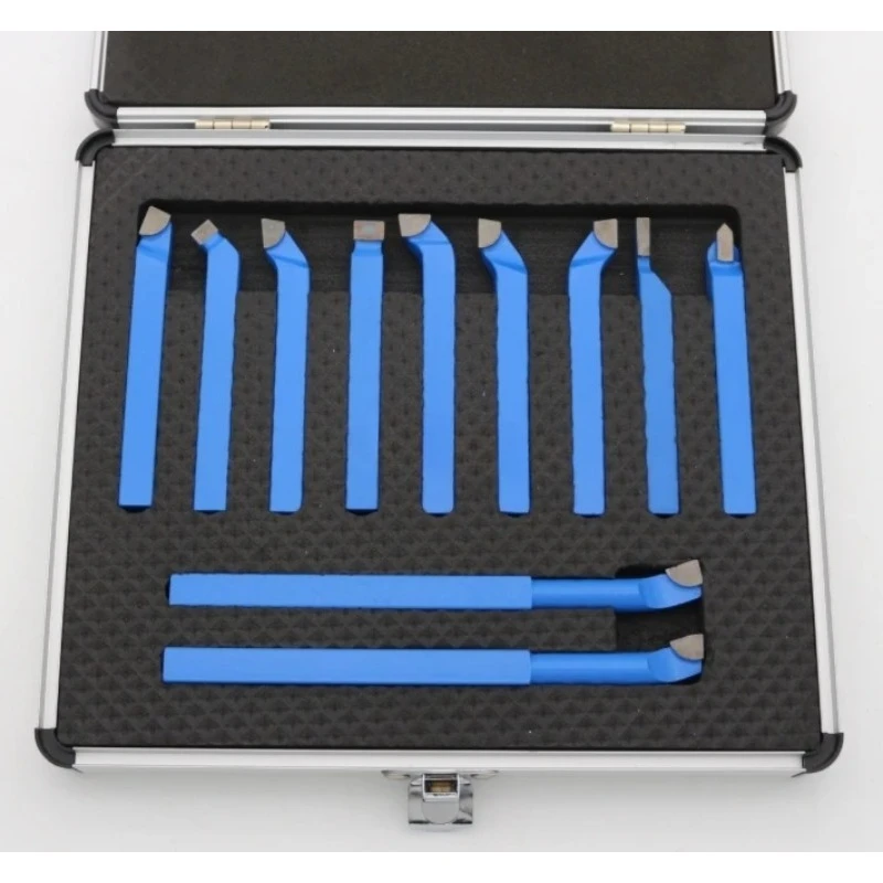 11pcs CNC Lathe Turning Tool Set Carbide Brazed Tipped Metal Cutting Tool Bit Industrial Lathe Tool Rod Turning Cutter Kit